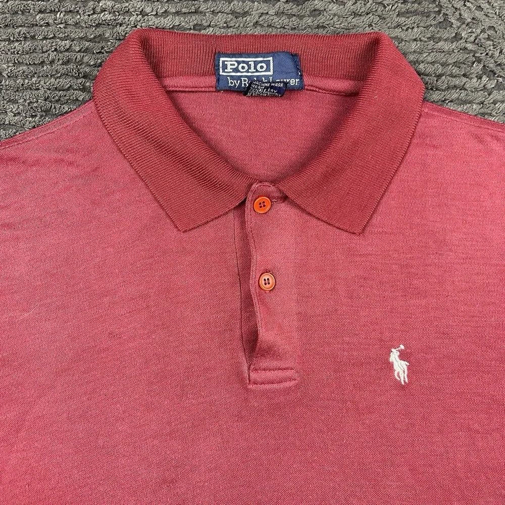 Vintage Polo Ralph Lauren Youth Medium‎ Polo Shirt Red Short Sleeve Korea Made